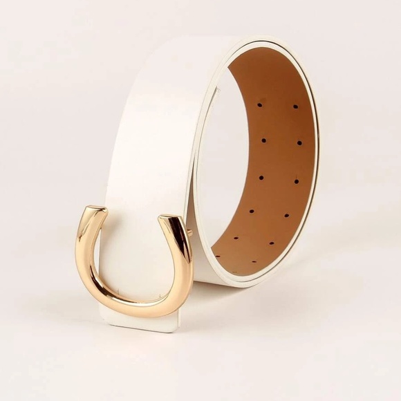 Vegan Leather high waist belt dress gold Tone Minimalist - Picture 13 of 16